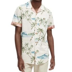 Scotch & Soda Shirt Men's Medium Short Sleeve Button Front Hawaiian Beach Resort